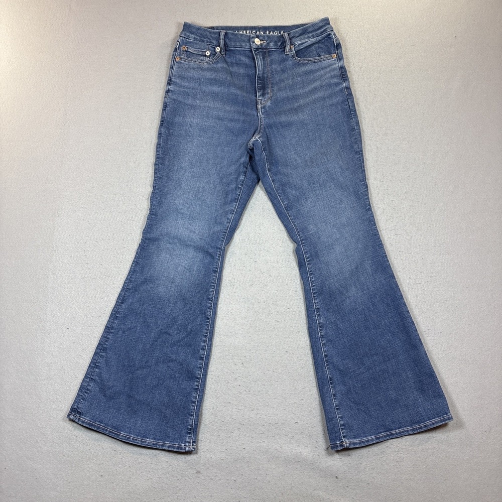 American Eagle Curvy Super High-Rise Flare Jeans Womens 10 Regular Medium Wash‎